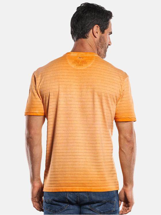 engbers Herren Rundhals T-Shirt mit Strukturstreifen Orange 29742