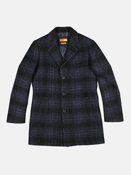emilio adani Herren Mantel mit Glencheck-Muster Blau 32246