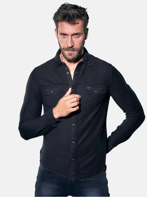 emilio adani Herren Innovatives Langarmhemd Schwarz 30889