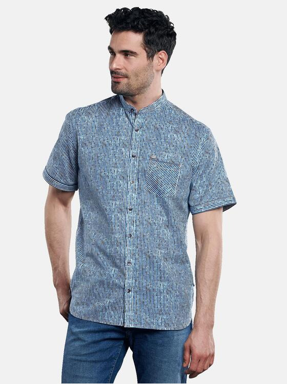 engbers Herren Kurzarmhemd aus Leinen Indigoblau 31302