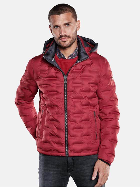 emilio adani Herren Steppjacke mit Kapuze Rot 33283