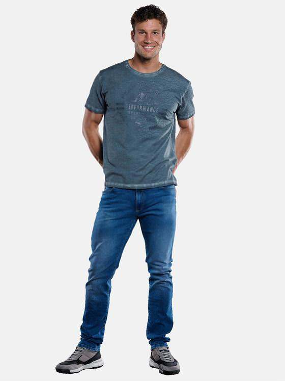 engbers Herren T-Shirt mit Print Indigoblau 33408
