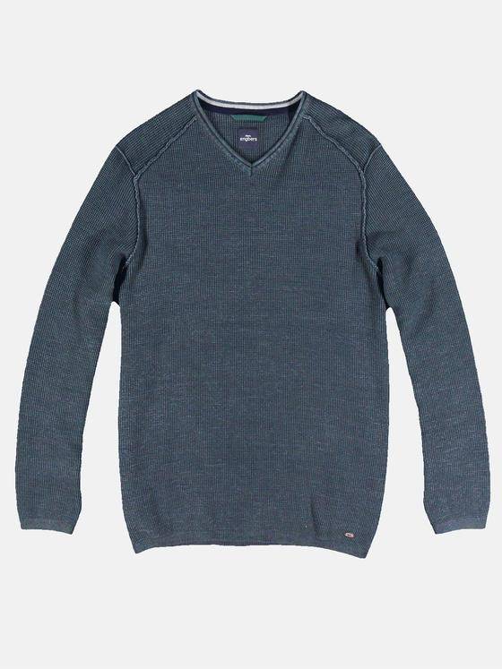 engbers Herren Pullover V-Ausschnitt Petrolgruen 31703