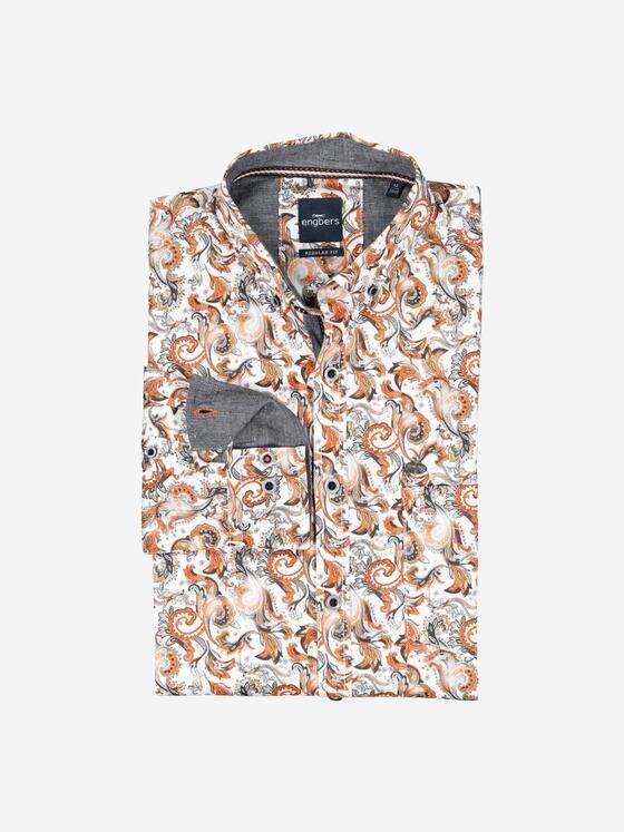 engbers Herren Langarm-Hemd gemustert Orange 37570
