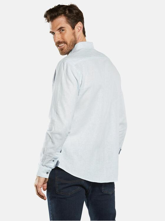 engbers Herren Langarm-Hemd mit Leinenanteil Blau 34462