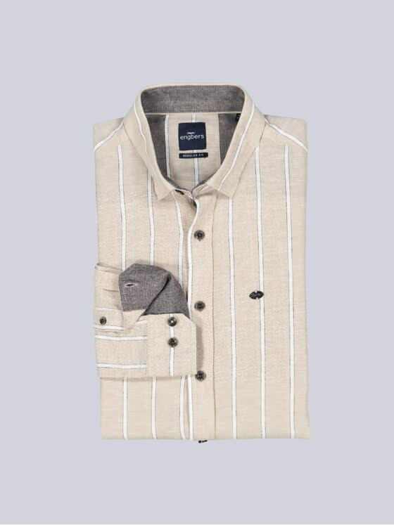 engbers Herren Langarm-Hemd aus Halbleinen Beige 38486