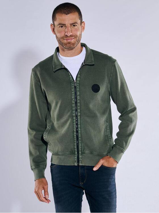 engbers Herren Sweatjacke strukturiert Khaki 37750