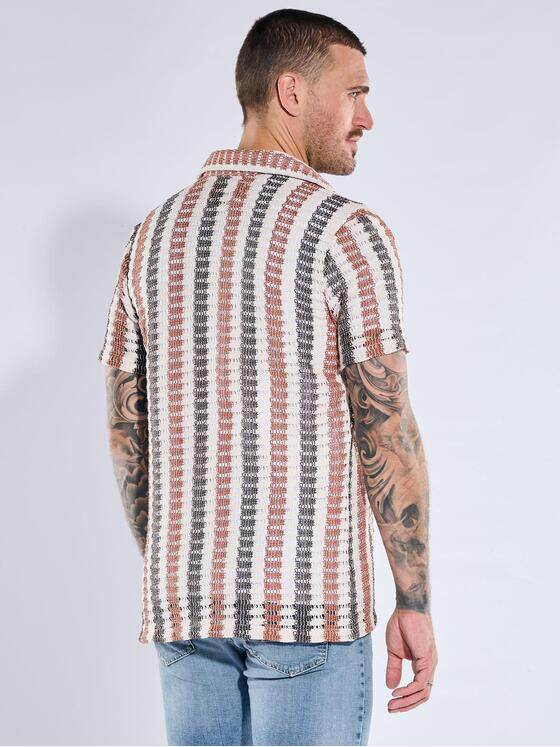 emilio adani Herren Hemd gemustert Braun 40405