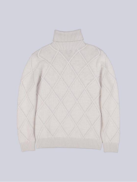 ENGBERS GERMANY Herren Rollkragen mit edlem Zopfmuster Hellgrau 39702