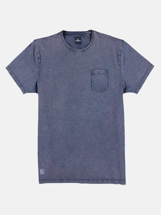 engbers Herren Strukturiertes T-Shirt mit Rollkante am Kragen Indigoblau 29804