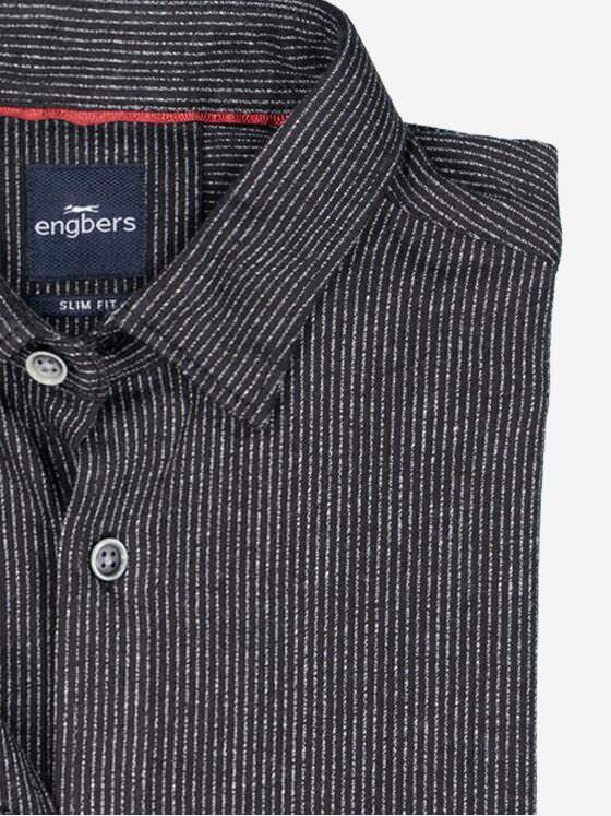 engbers Herren Langarm-Hemd slim fit Schwarz 37844