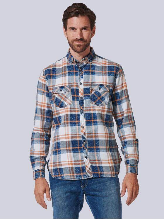 engbers Herren Langarm-Hemd kariert Orange 35328