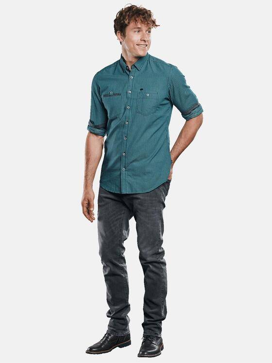 engbers Herren Langarmhemd im Vichykaro-Design. Petrol 30825