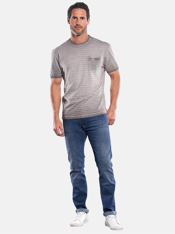 engbers Herren Rundhals T-Shirt mit Strukturstreifen Grau 29743