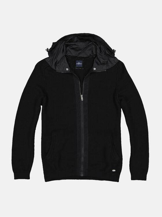 engbers Herren Cardigan mit herausnehmbarer Kapuze Schwarz 32385