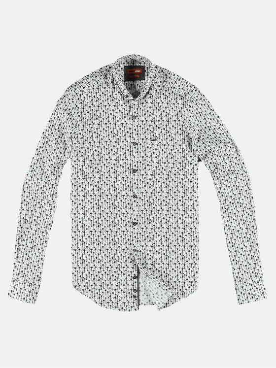 emilio adani Herren Langarmhemd mit stylischem All-Over Print Blau 31235