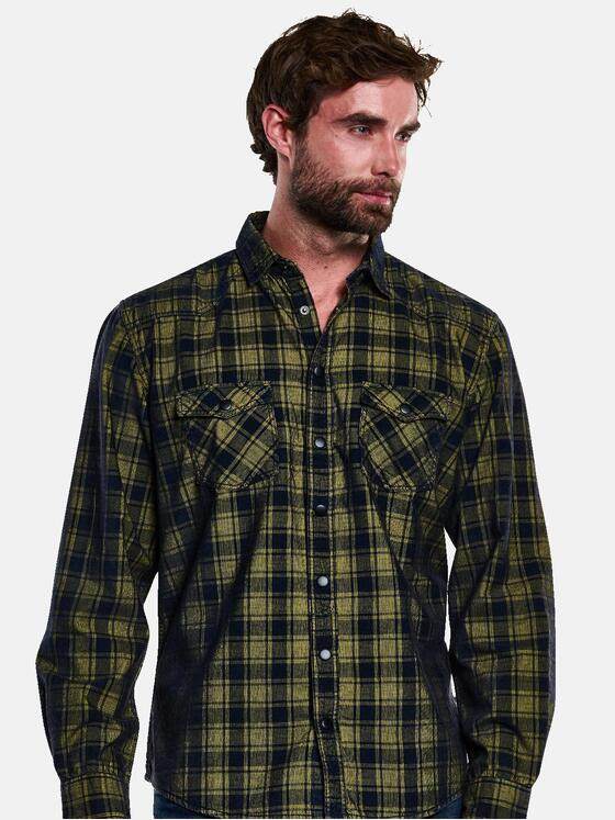 engbers Herren Langarm-Hemd kariert Safrangelb 33368
