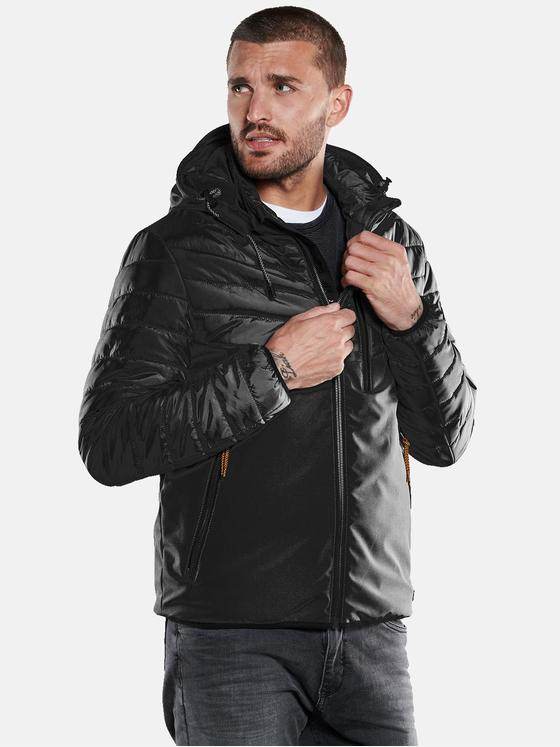 emilio adani Herren Steppjacke mit Materialmix Schwarz 33298