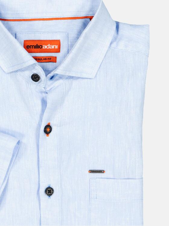 emilio adani Herren Kurzarm-Hemd uni Blau 36678