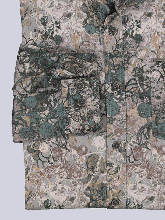 emilio adani Herren Langarm-Hemd gemustert Beige 35360