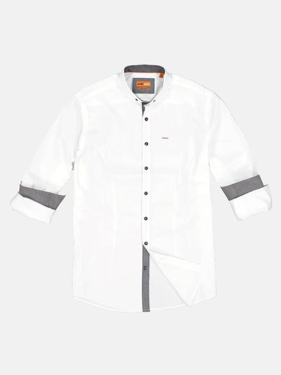 emilio adani Herren Langarm-Hemd uni Weiß 33476