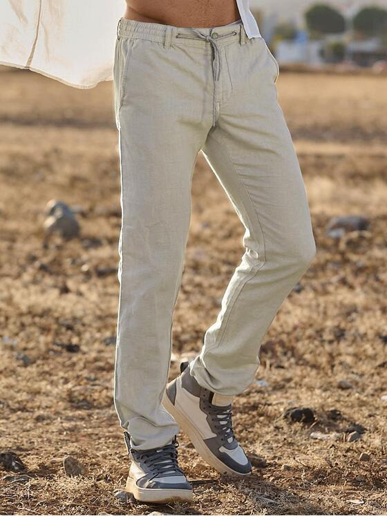 emilio adani Herren Chino mit Leinenanteil Beige 34680