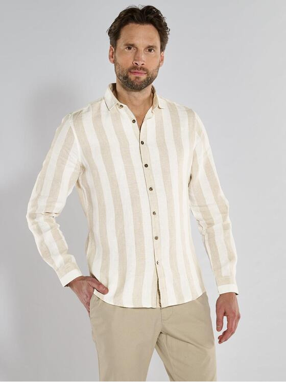 ENGBERS GERMANY Herren Langarm-Hemd slim fit Beige 36860