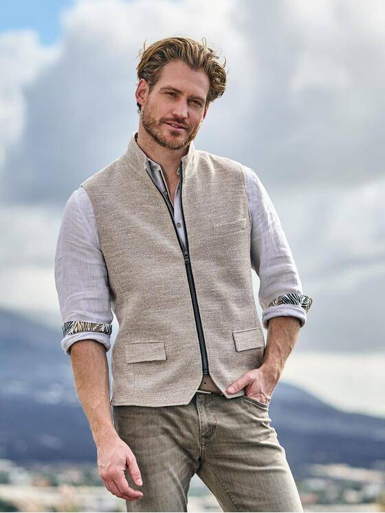 engbers Herren Sakko-Weste mit Zipper Beige 38403