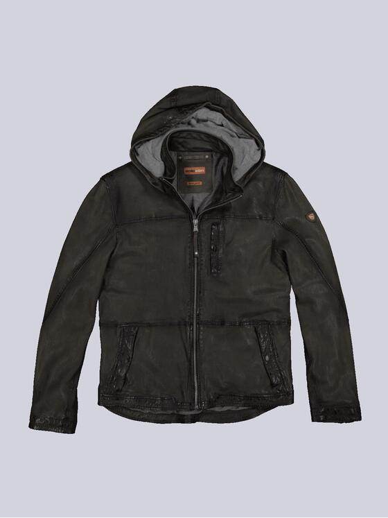 emilio adani Herren Lederjacke mit abnehmbarer Kapuze Braun 35202