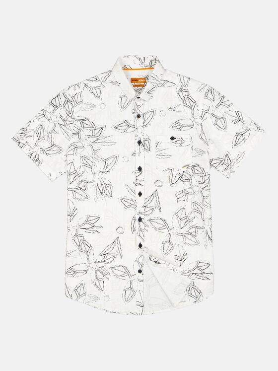 emilio adani Herren Kurzarm-Hemd gemustert Beige 34954