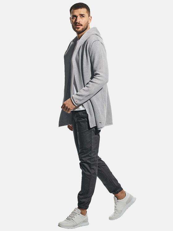 emilio adani Herren Lässige Strickjacke mit Kapuze Grau 30887