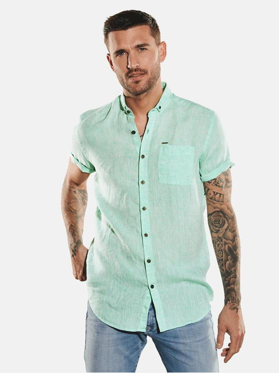 emilio adani Herren Kurzarm-Hemd uni Grün 35050