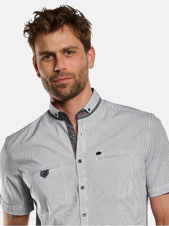 engbers Herren Kurzarm-Hemd mit Minimalprint Reinweiss 33094