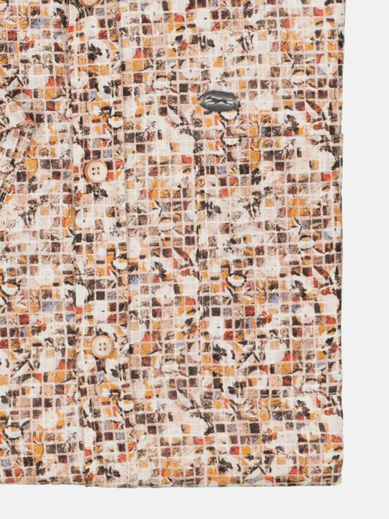 engbers Herren Kurzarm-Hemd gemustert Braunbeige 34941