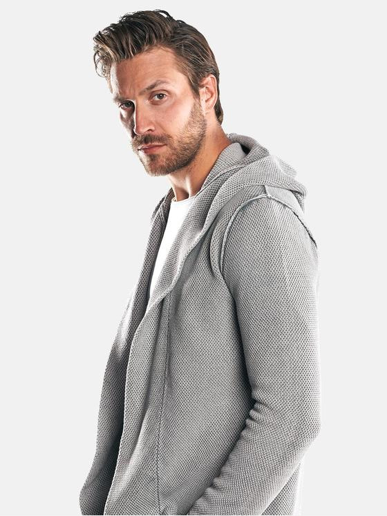 emilio adani Herren Lässige Strickjacke mit Kapuze Grau 30052
