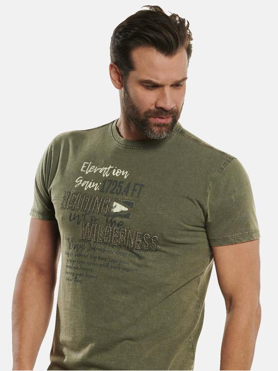 engbers Herren T-Shirt mit Stickerei Khaki 32795