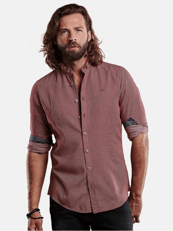 emilio adani Herren Hemd in sportiver Two-Tone Warenoptik Rot 28890