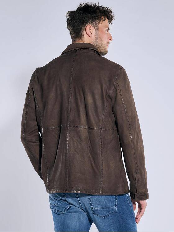engbers Herren Lederjacke im Hemd-Design Dunkelbraun 39363