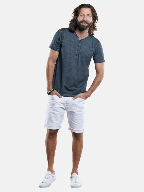 emilio adani Herren Henley T-Shirt mit spannendem Farbeffekt Blau 29684