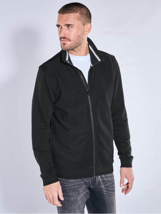 emilio adani Herren Sweatjacke mit Stehkragen Schwarz 39908