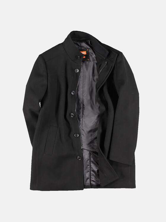 emilio adani Herren Mantel mit verdeckter Knopfleiste Schwarz 30223