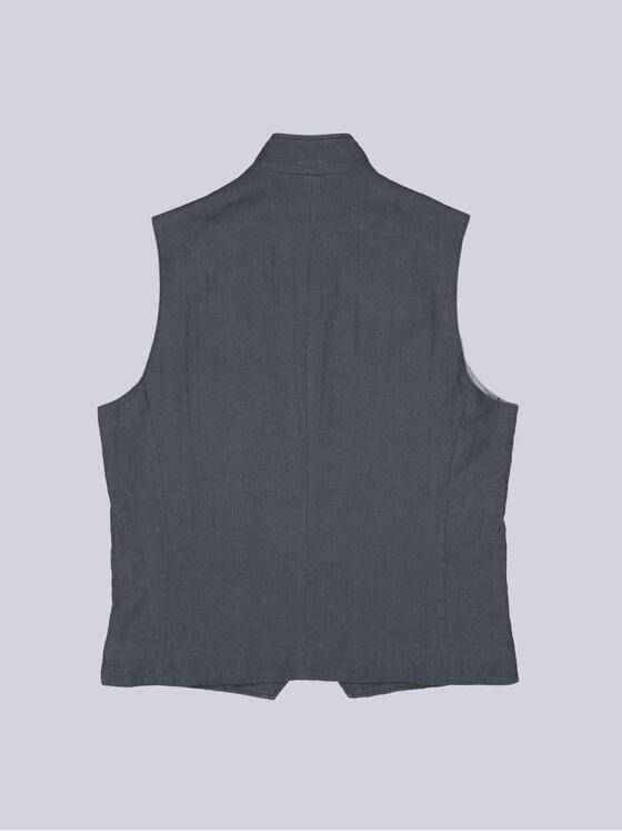 emilio adani Herren Sakko-Weste aus Leinen-Mix Schwarzbraun 40236