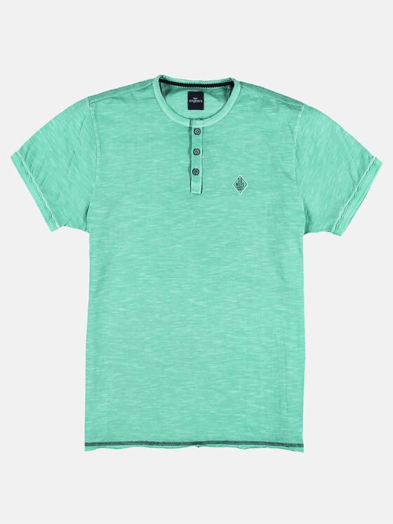 engbers Herren T-Shirt mit Knopfleiste und Kontrastdetails Grün 29800
