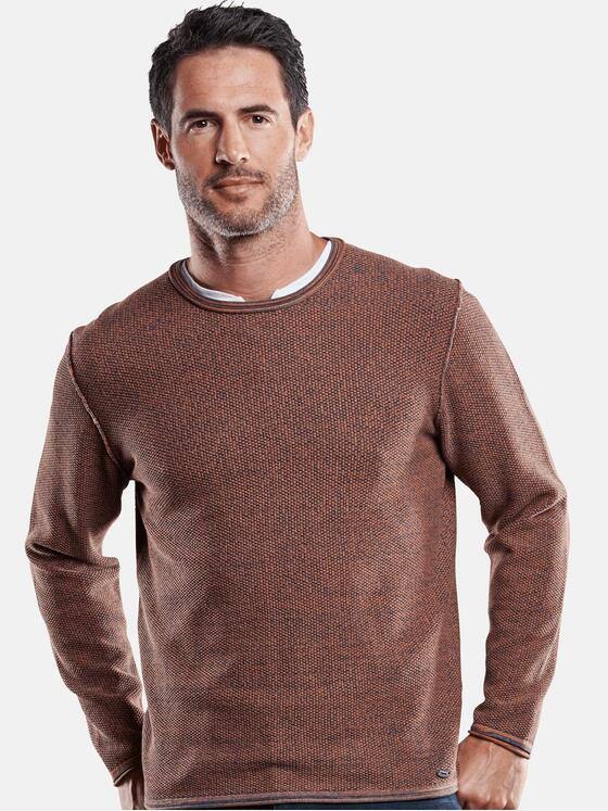 engbers Herren Rundhalspullover mit Rollkanten Dunkelorange 28923