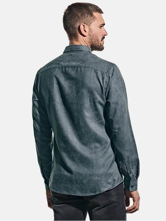 emilio adani Herren Hemd in Suede-Optik Grau 30555
