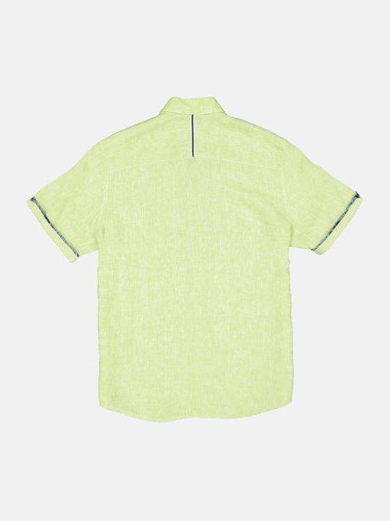 engbers Herren Kurzarm-Hemd aus Leinen Limonengelb 34667