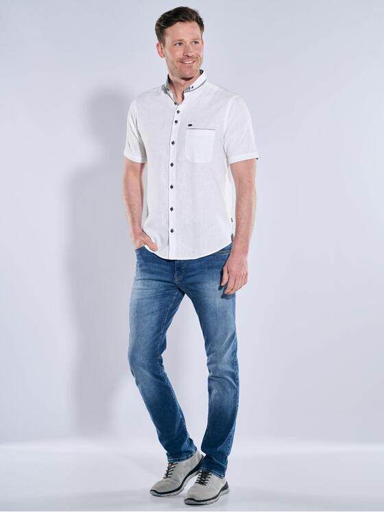 engbers Herren Kurzarm-Hemd mit Leinenanteil Reinweiss 38375