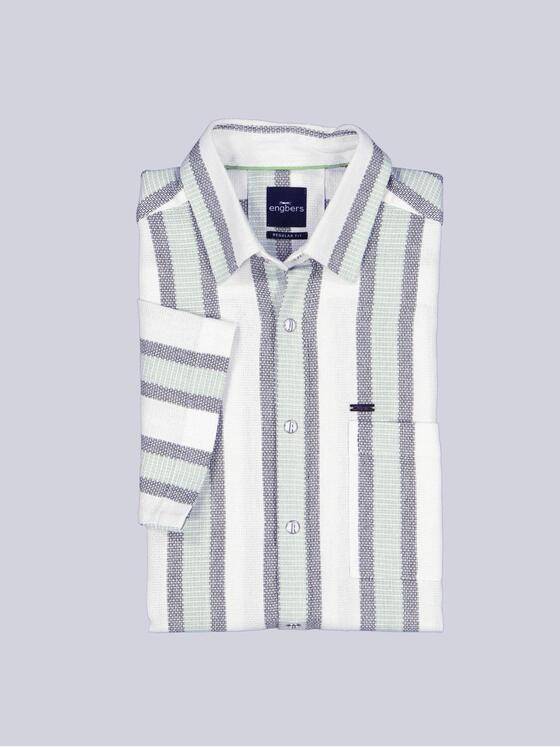 engbers Herren Luftiges Leno-Baumwollhemd Hellgruen 40301