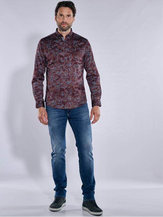 engbers Herren Langarm-Hemd gemustert Rot 38012