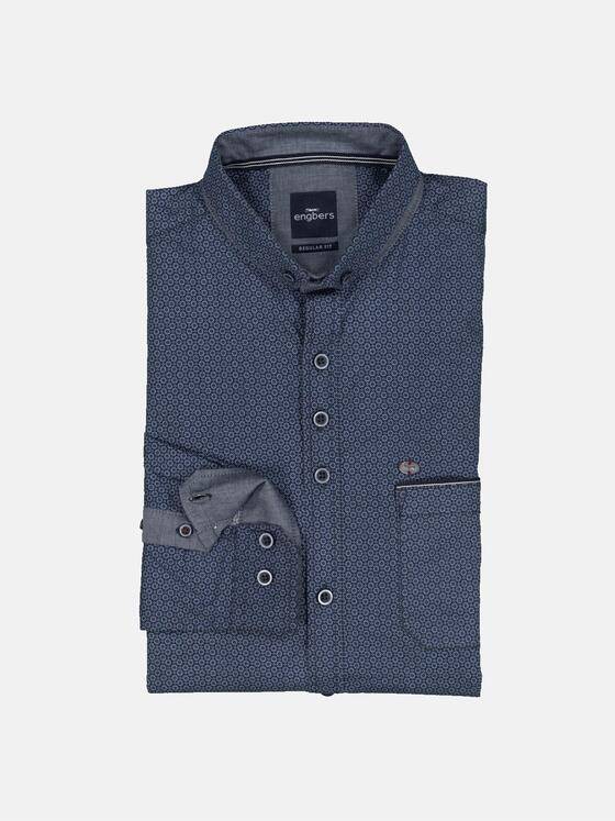 engbers Herren Langarm-Hemd gemustert Blau 36054